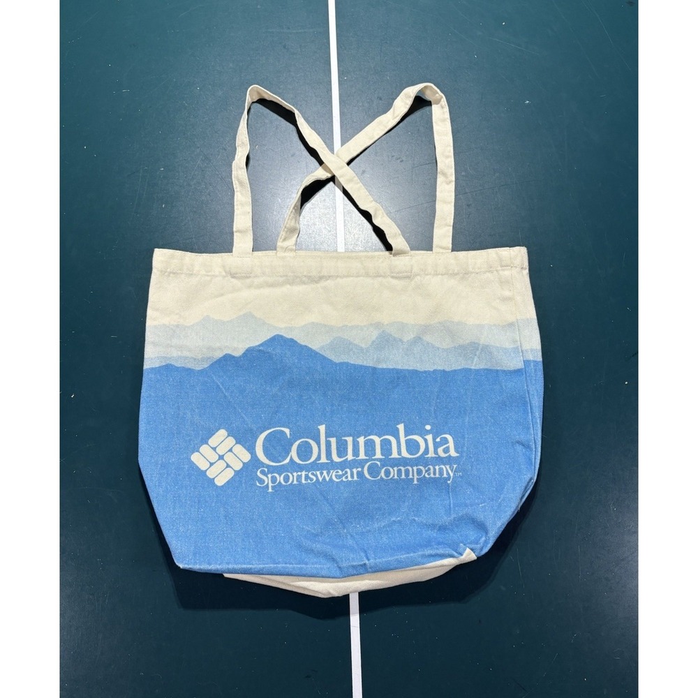 Columbia Sportswear Company Canvas Tote Bag 19x16 Blue White Mountain